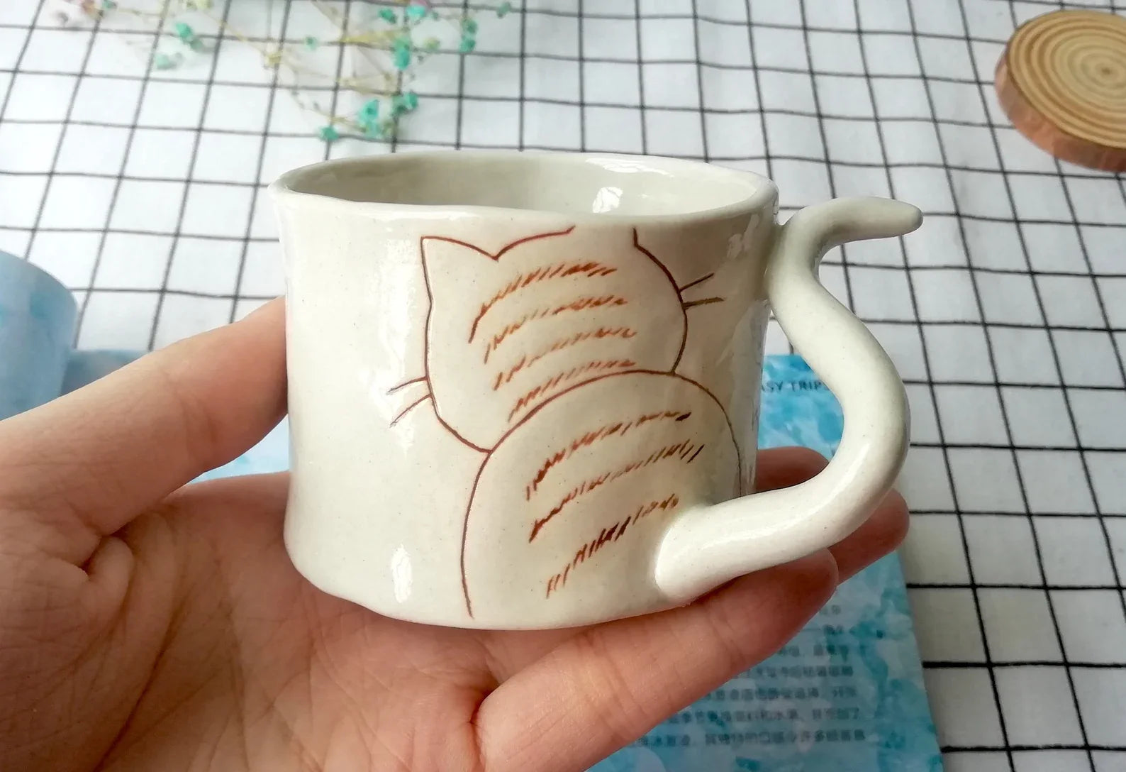 Handmade Ceramic Cat Espresso Cup: Cat Lover Coffee Gift (5oz)