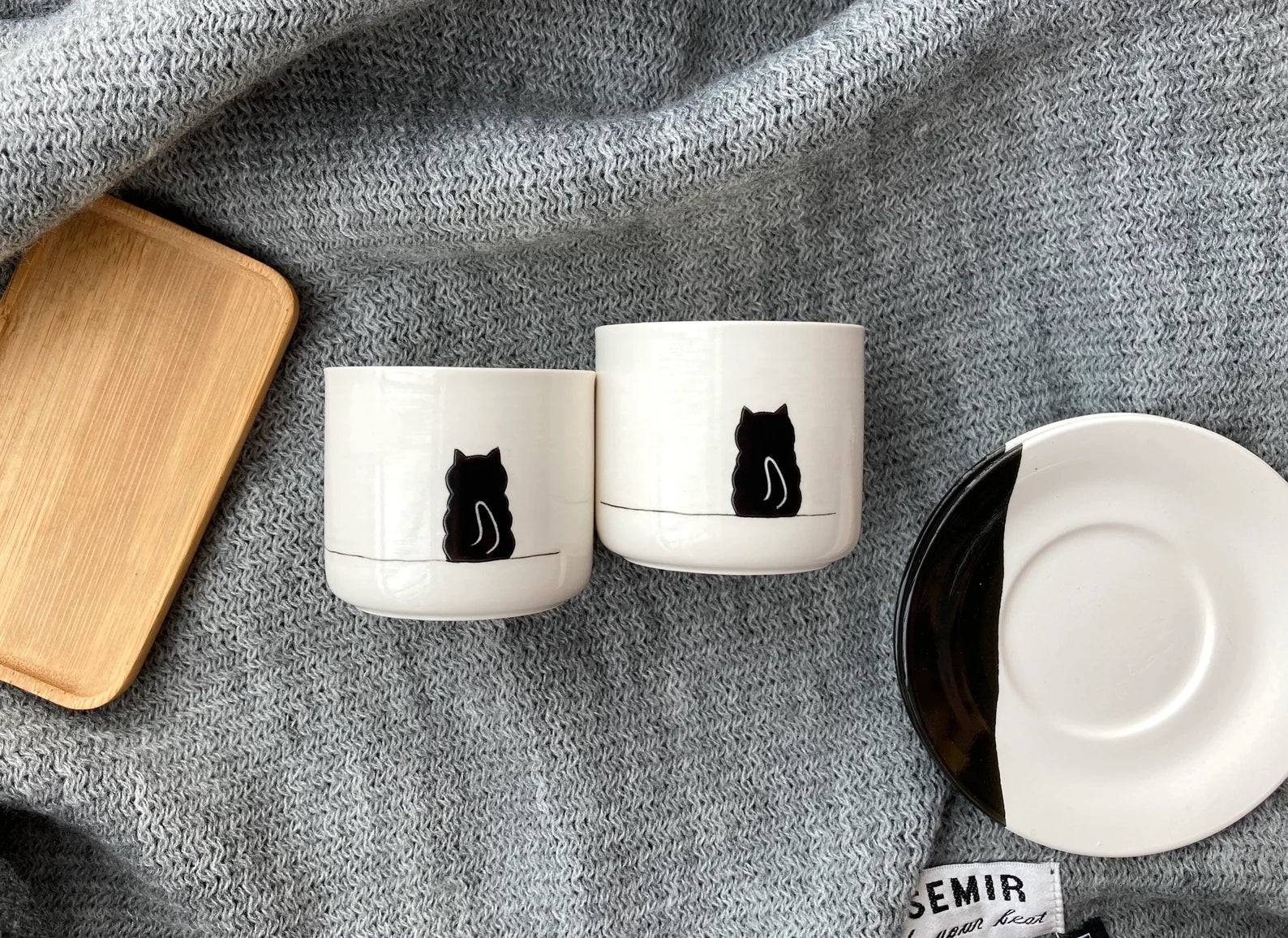 Ceramic Cat Espresso Cups Set: Handmade Pottery, Cat Lover Gift