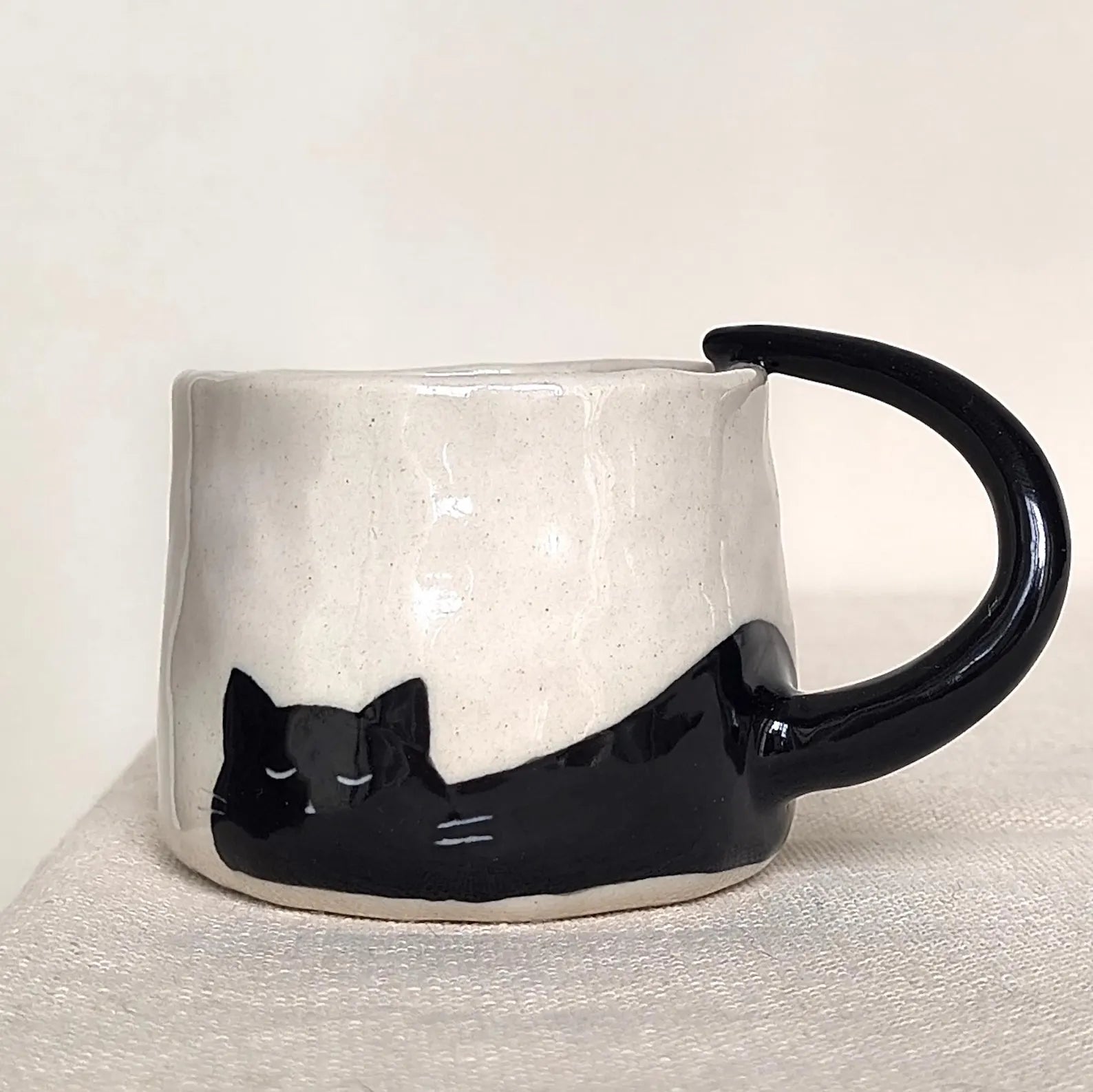 Handmade Ceramic Cat Espresso Cup: Custom Coffee Mug Gif