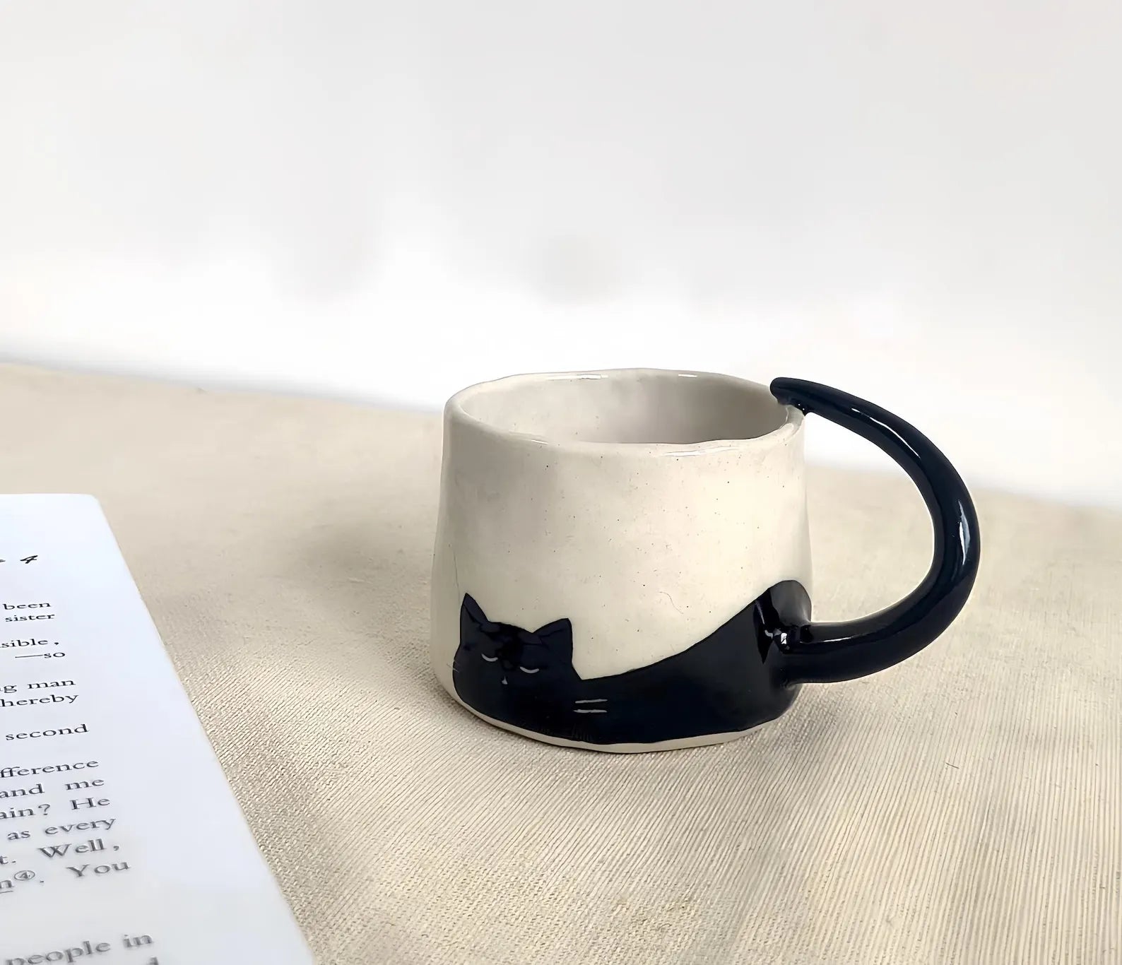 Handmade Ceramic Cat Espresso Cup: Custom Coffee Mug Gif
